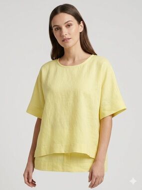 DKNY Layered Hem Boxy Tunic - Lemon